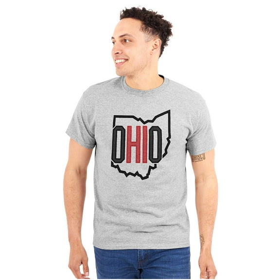 Ohio Pride OH Shaped Outline State Men's Graphic T Shirt Tees Brisco Brands X