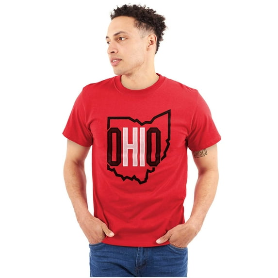 Ohio Pride OH Shaped Outline State Men's Graphic T Shirt Tees Brisco Brands X