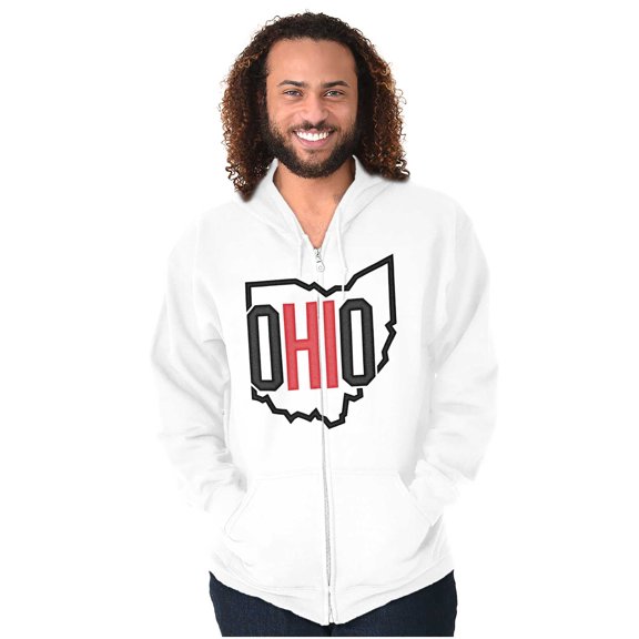 Ohio Pride OH Shaped Outline State Unisex Fleece Graphic Zip Up Hoodie Brisco Brands 4X
