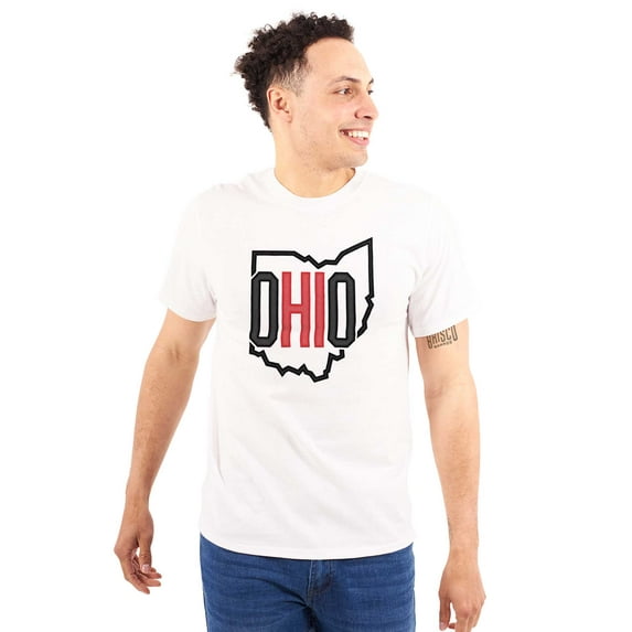 Ohio Pride OH Shaped Outline State Plus Size Crewneck Graphic Tee Shirt Brisco Brands 5X