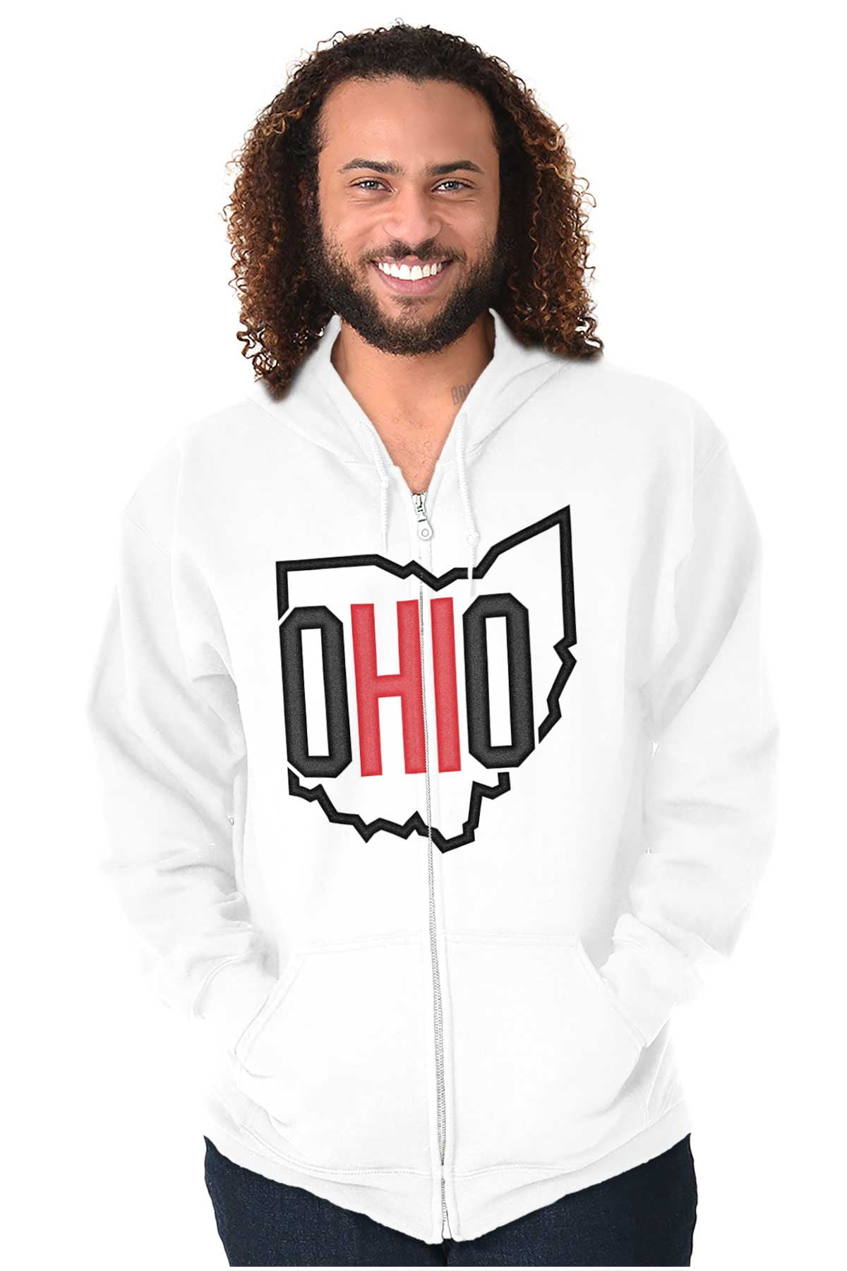 Ohio Pride OH Shaped Outline State Zip Up Hoodie Men s Women s Brisco Brands 2X Walmart