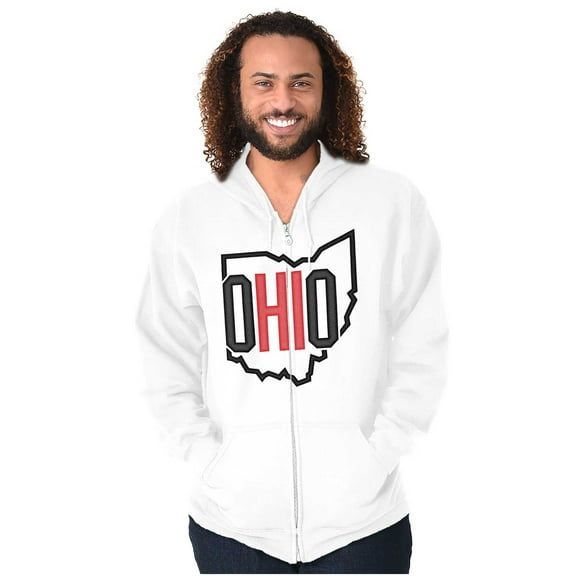 Ohio Pride OH Shaped Outline State Zip Up Hoodie Men's Women's Brisco Brands X
