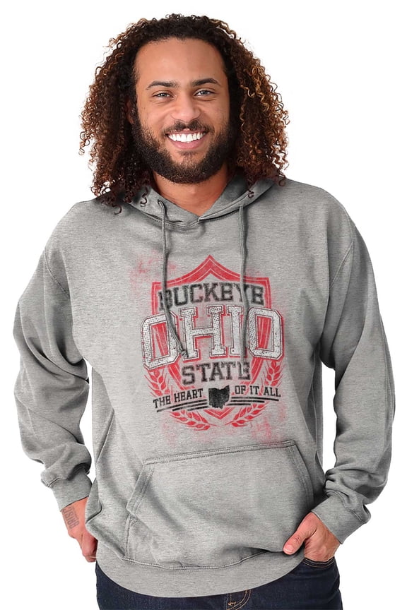 Ohio Retro Buckeye State Pride Emblem Unisex Plus Fleece Graphic Hoodie Brisco Brands 2X
