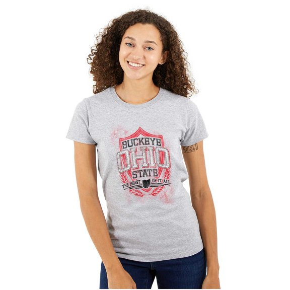 Ohio Retro Buckeye State Pride Emblem Womens Fitted Plus Size Graphic Tee Brisco Brands 2X