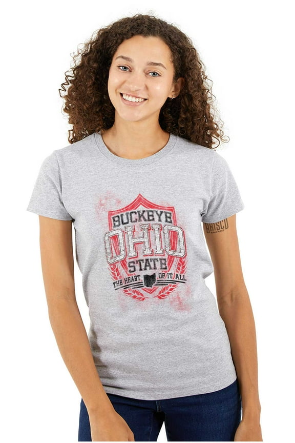Ohio Retro Buckeye State Pride Emblem Womens Fitted Plus Size Graphic Tee Brisco Brands 2X