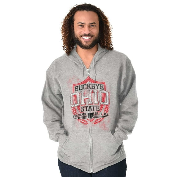 Ohio Retro Buckeye State Pride Emblem Unisex Plus Size Zip Hoodie Brisco Brands 4X