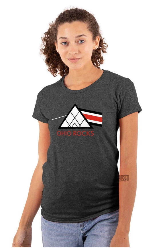 Ohio Rocks Hometown Pride OH Flag Womens Slim Fit Graphic Tee Brisco Brands L