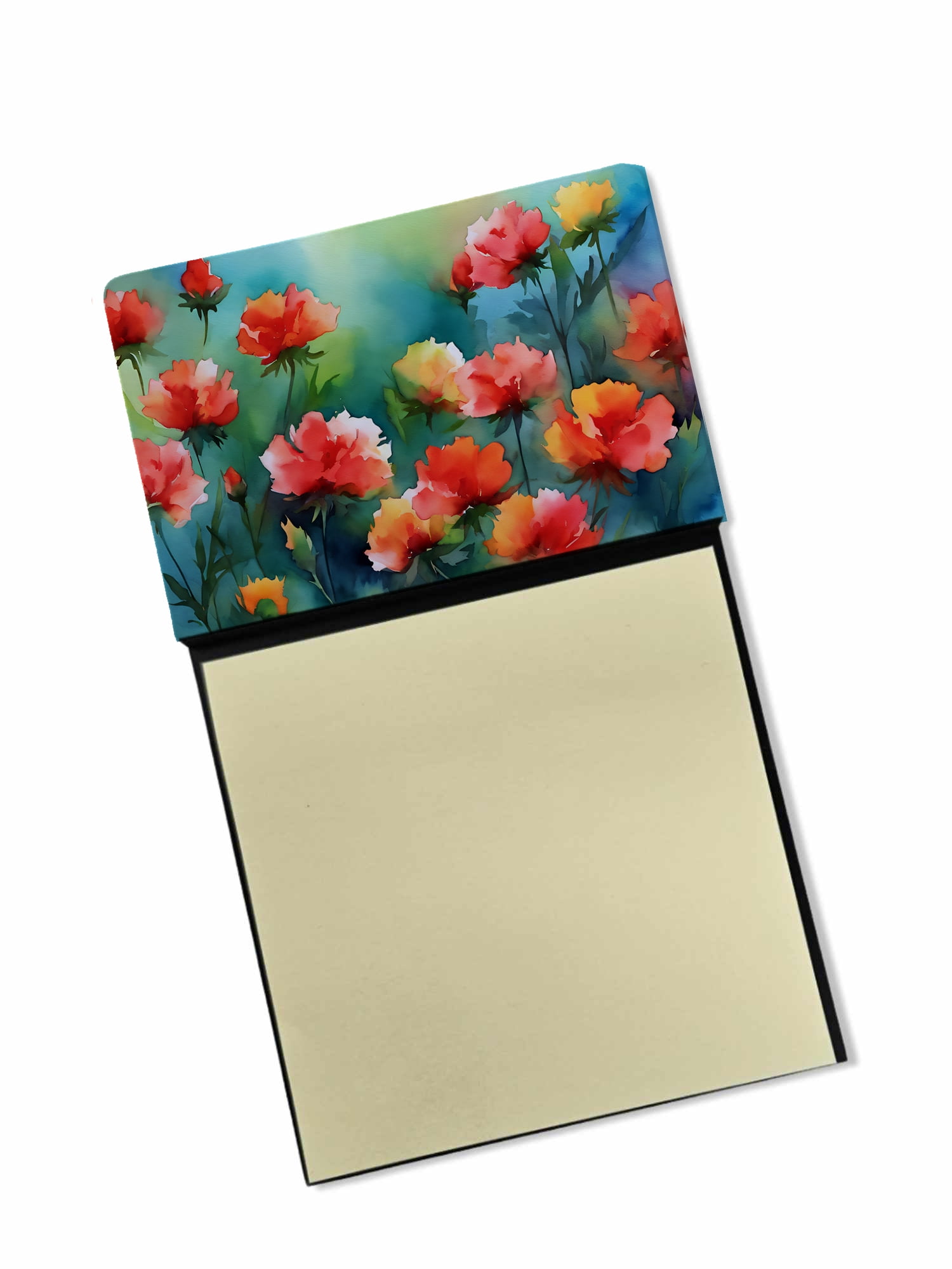 Ohio Scarlet Carnations in Watercolor Sticky Note Holder 3.25 in x 5.25 in