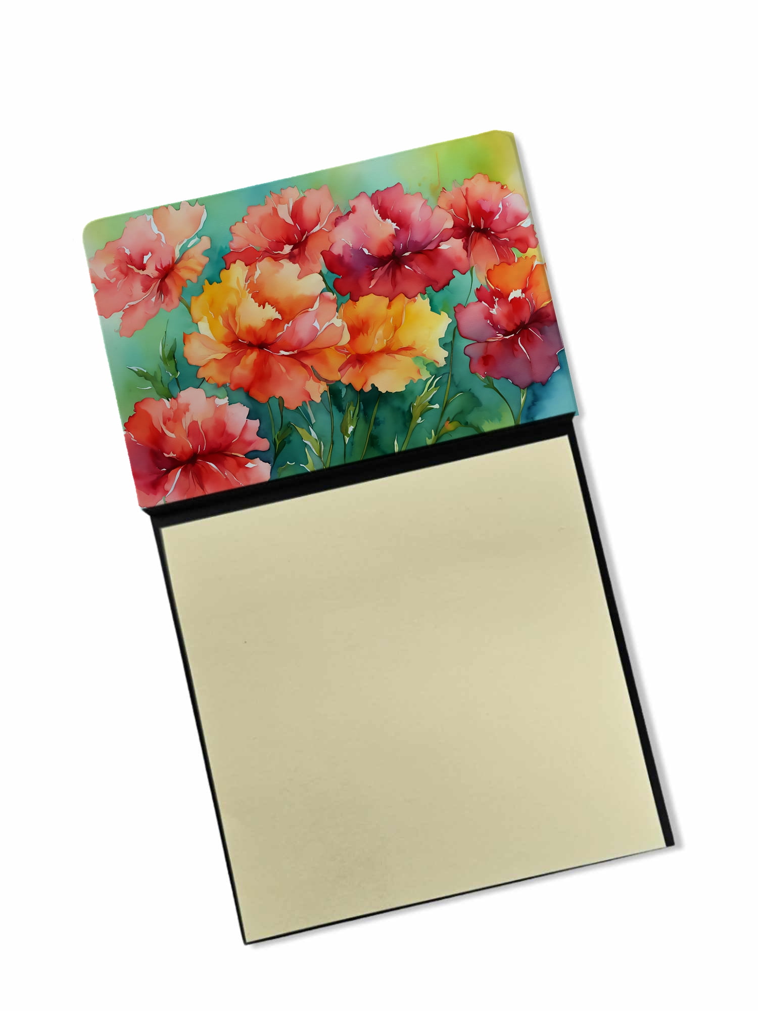 Ohio Scarlet Carnations in Watercolor Sticky Note Holder 3.25 in x 5.25 in