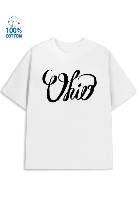 Ohio Script Tee for men funny humor 180G 100% Cotton white wife work Trendy Unisex Shirt Printed tshirts Casual Unisex Shirt Short Sleeve tshirts Retro Unisex Shirt Printed tshirts