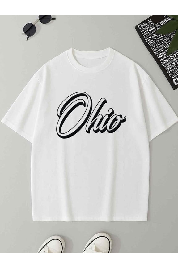 Ohio Script Tee mens 180G 100% Cotton white Original Unisex Shirt Cotton tshirts Retro Unisex Shirt Graphic Tee tshirts Classic Unisex Shirt Crewneck tshirts Retro Unisex Shirt Crewneck tshirts