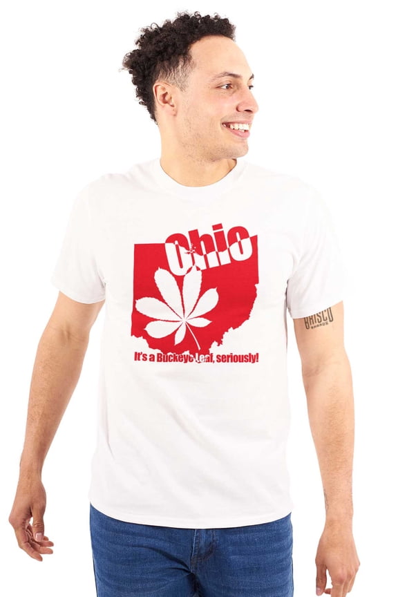 Ohio Shaped State Pride Buckeye Leaf Plus Size Crewneck Graphic Tee Shirt Brisco Brands 5X