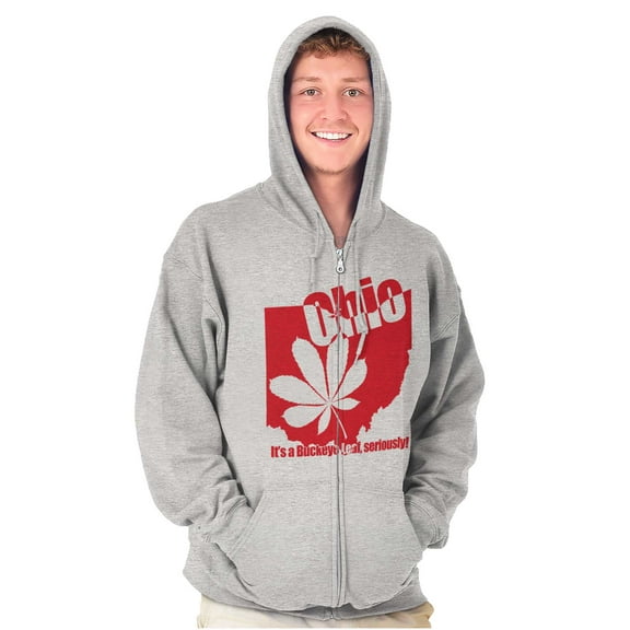 Ohio Shaped State Pride Buckeye Leaf Zip Up Hoodie Men's Women's Brisco Brands S