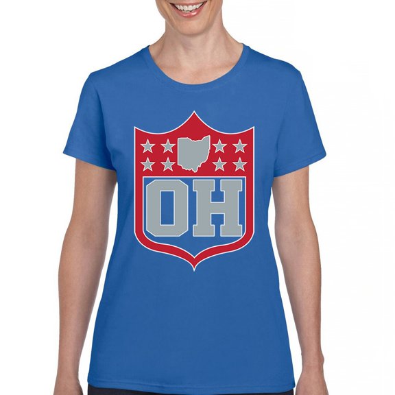 Ohio Shield T-Shirt Football Fan Game Day Tailgate Midwest Underdog Women's Tee