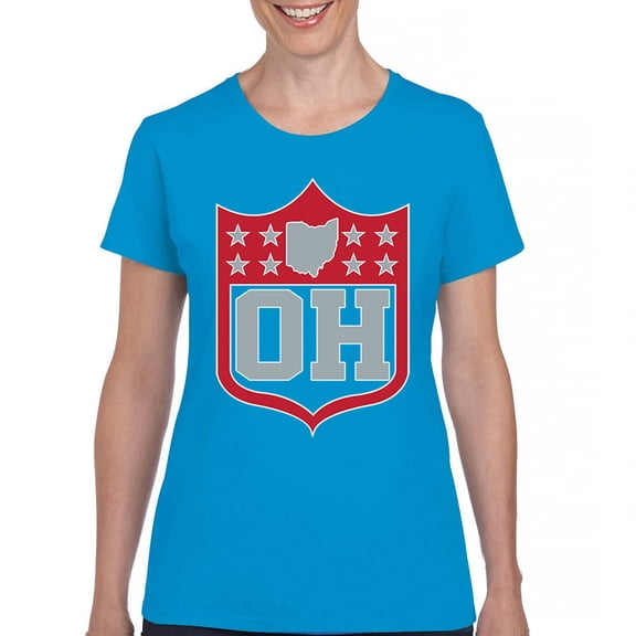Ohio Shield T-Shirt Football Fan Game Day Tailgate Midwest Underdog Women's Tee