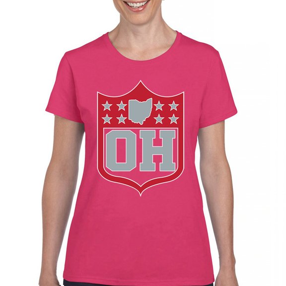 Ohio Shield T-Shirt Football Fan Game Day Tailgate Midwest Underdog Women's Tee