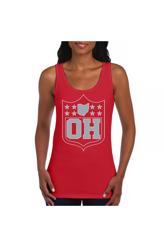 Ohio Shield Women's Tank Top Football Fan Game Day Tailgate Midwest Underdog
