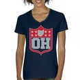 thumbnail image 1 of Ohio Shield Women's V-Neck T-shirt Football Fan Game Day Tailgate Midwest Underdog, 1 of 7