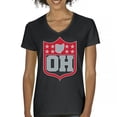 thumbnail image 1 of Ohio Shield Women's V-Neck T-shirt Football Fan Game Day Tailgate Midwest Underdog, 1 of 7