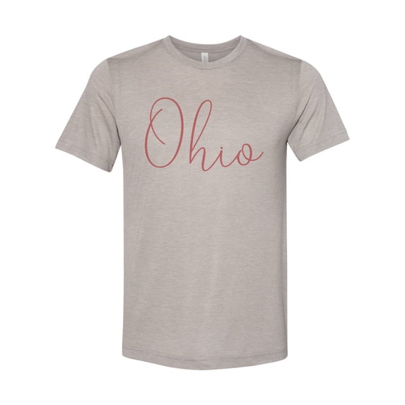 "Ohio Shirt, OH Shirt, Unisex, Sublimation, Ohio Fan, I Love Ohio, Ohio Apparel, Gift For Her, Mom Shirt, Ohio Football, Soft Bella T, OH Tee, Heather Stone, MEDIUM"