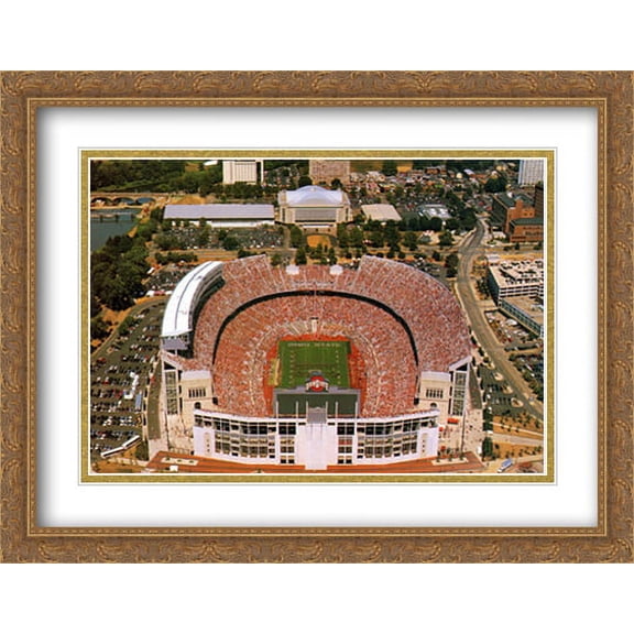 Ohio Stadium, OSU, Columbus 2x Matted 32x26 Large Gold Ornate Framed Art Print by Mike Smith