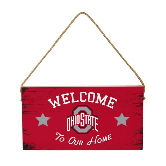 Ohio State Buckeyes 6" x 11" Welcome Home Wood Wall Sign with Rope Hanger