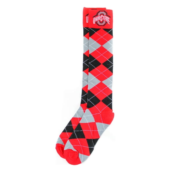 Ohio State Buckeyes Argyle---Red/Gray/Black Socks - Donegal Bay - Unisex - One Size - Knee-High