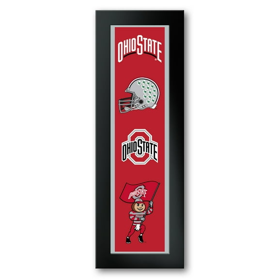Ohio State Buckeyes Framed 8" x 26" Logo Heritage Art Print