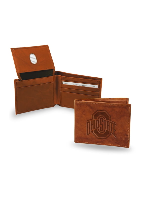 Ohio State Buckeyes  Genuine Leather Billfold Wallet - 3.25" x 4.25" - Slim Style