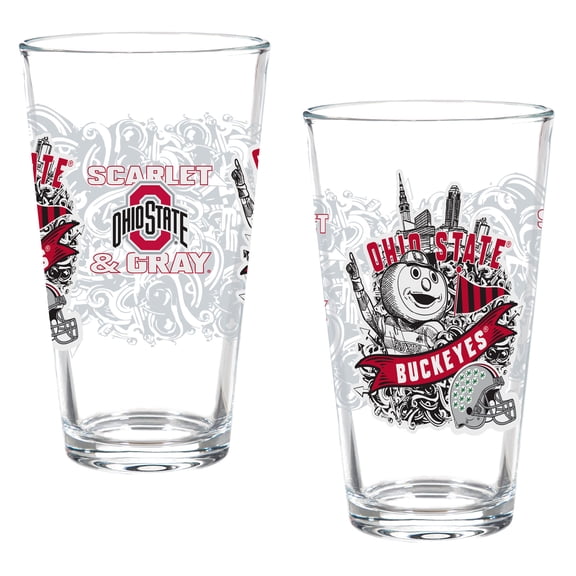 Ohio State Buckeyes Hometown Series 16oz Pint Glass 2-Piece Set with Gift Box