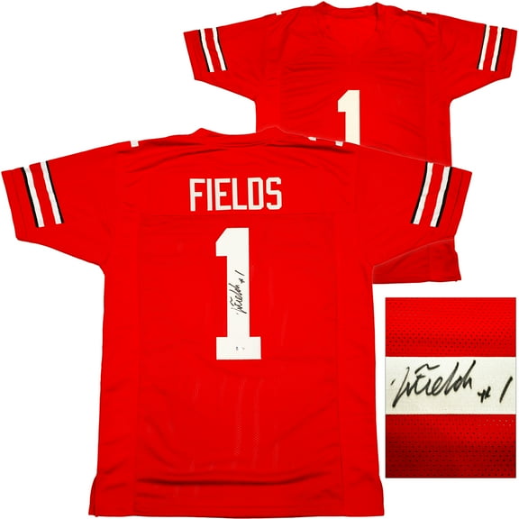 Ohio State Buckeyes Justin Fields Autographed Red Jersey Beckett BAS Witness 230184