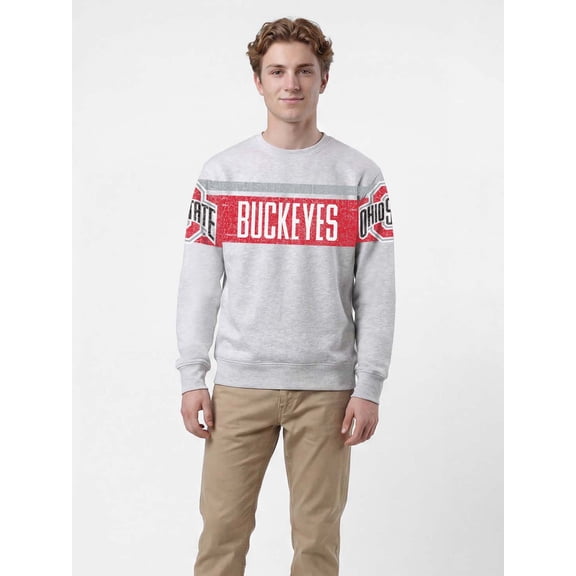 Ohio State Buckeyes Reebok Mens Ash Heavyweight Crew Neck Sweatshirt