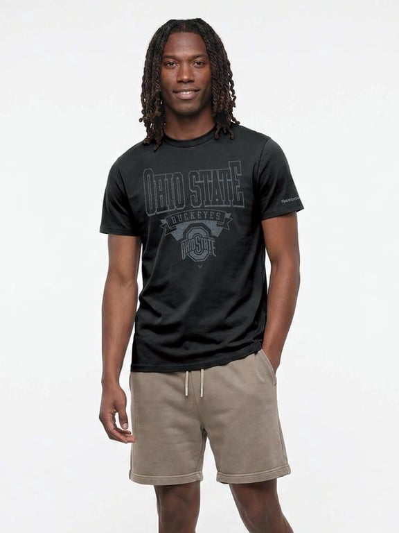 Ohio State Buckeyes Reebok Mens Black Tonal Crew Neck T-Shirt