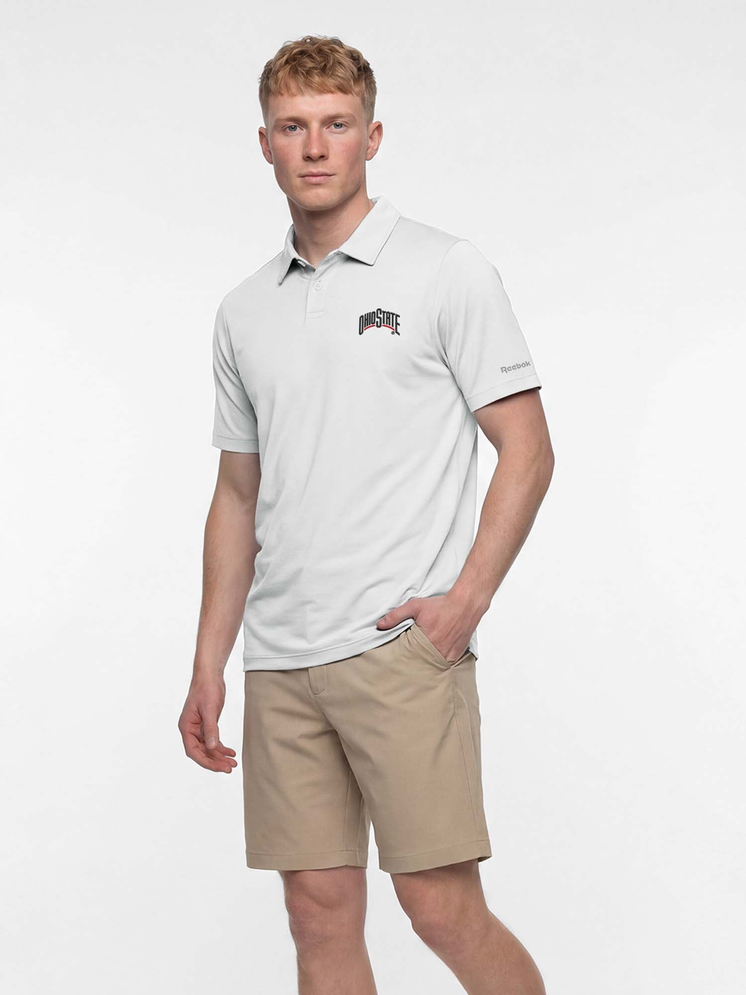 Ohio State Buckeyes Reebok Mens Gray Short Sleeve Polo Shirt