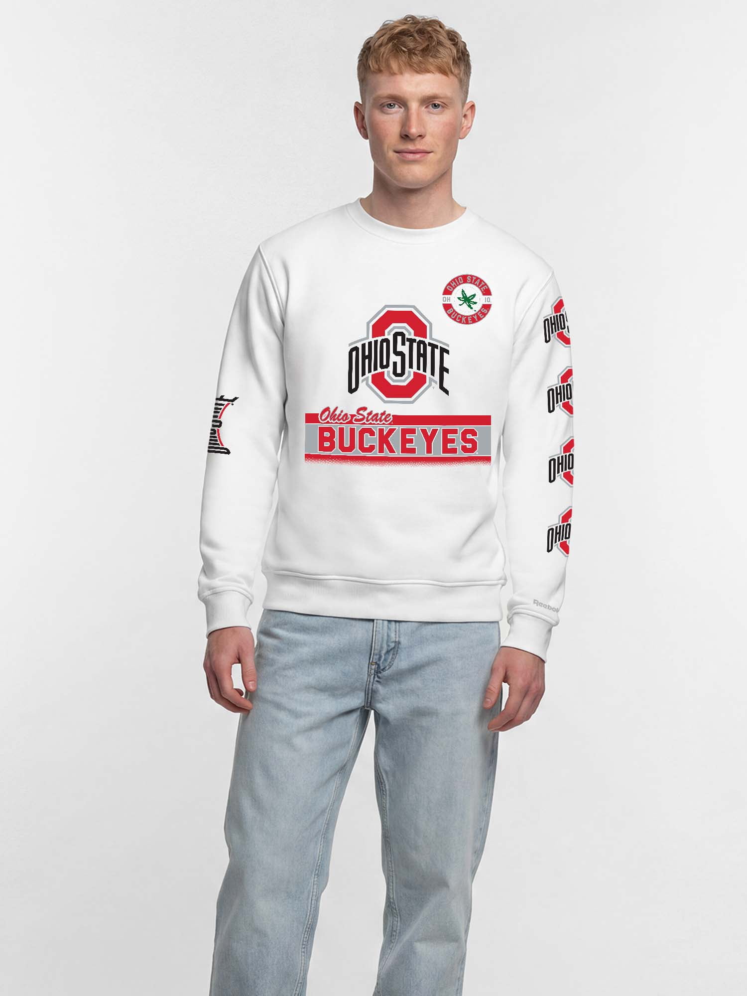 Ohio State Buckeyes Reebok Mens White Crew Sweatshirt