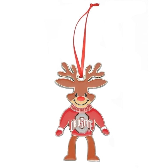 Collegiate Pulse Ohio State Buckeyes Reindeer Metal Christmas Ornament