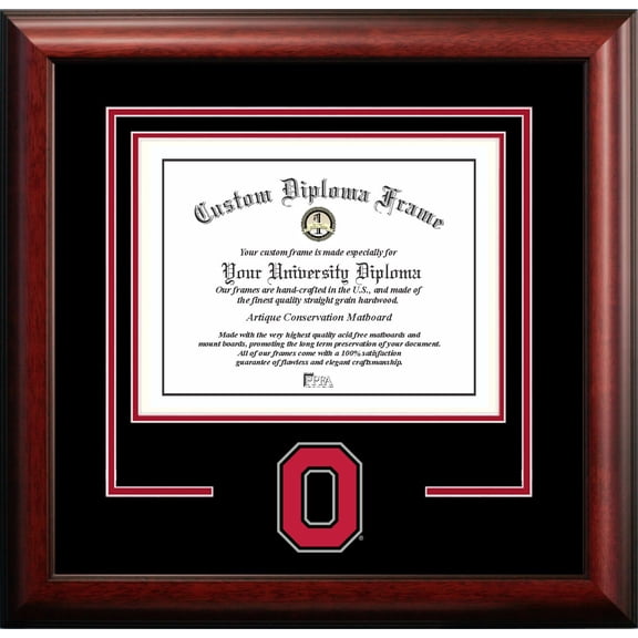 Ohio State Buckeyes University 11w x 8.5h Spirit Diploma Manhattan Black Frame with Bonus Campus Images Lithograph (value savings $59)