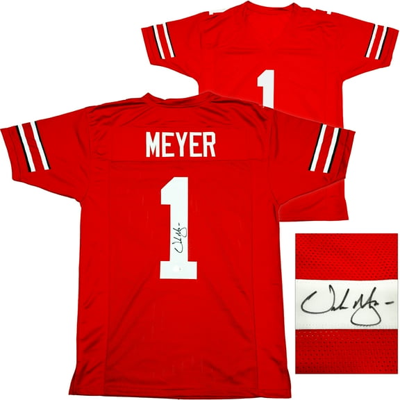 Ohio State Buckeyes Urban Meyer Autographed Red Jersey Beckett BAS Witness 230169