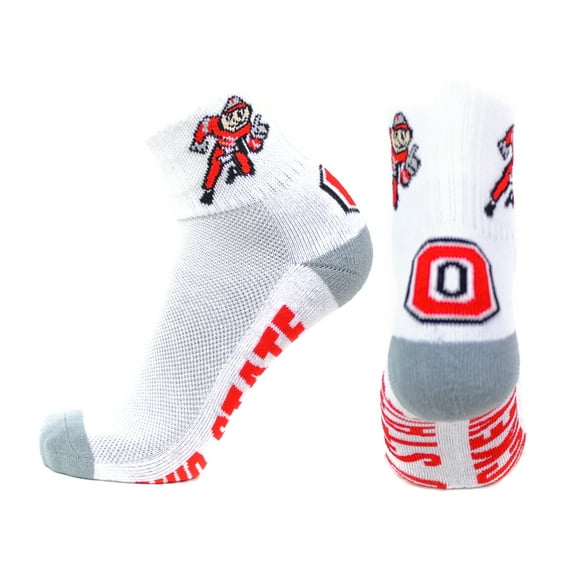Ohio State Buckeyes White Quarter Gray Heel Toe Sock - Donegal Bay - Unisex - One Size - Quarter