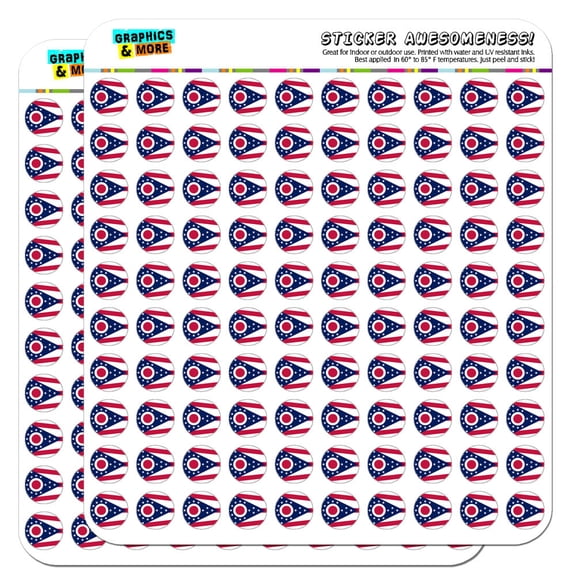 Ohio State Flag 1/2" (0.5") Scrapbooking Crafting Stickers