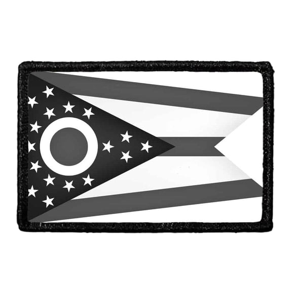 Ohio State Flag - Black and White - Removable Patch