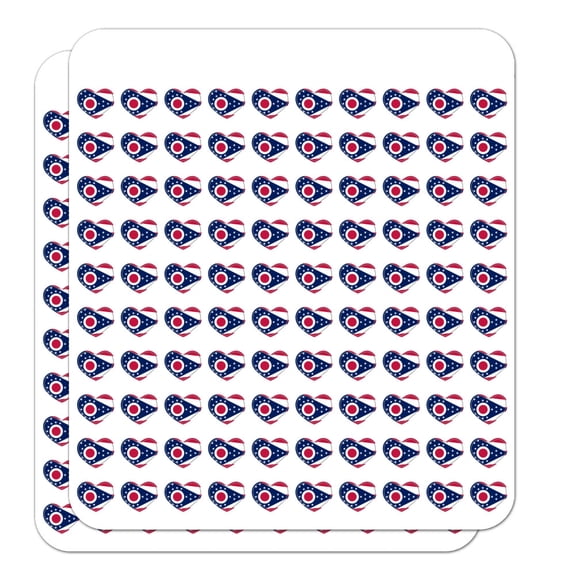 Ohio State Flag Heart Shaped Planner Calendar Scrapbook Craft Stickers