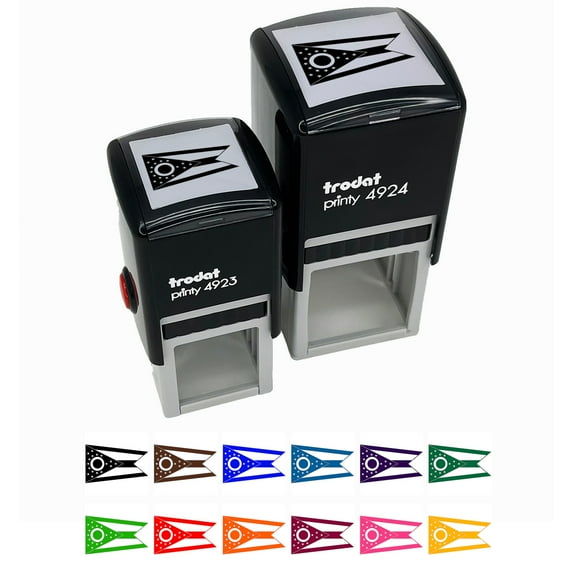 Ohio State Flag Self-Inking Rubber Stamp Ink Stamper - Lime Green Ink - Small 1 Inch