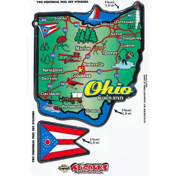 Ohio State Map Die Cut Sticker