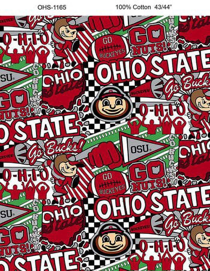 Ohio State Pop Art Graffiti Print Cotton Fabric-Sold by the yard