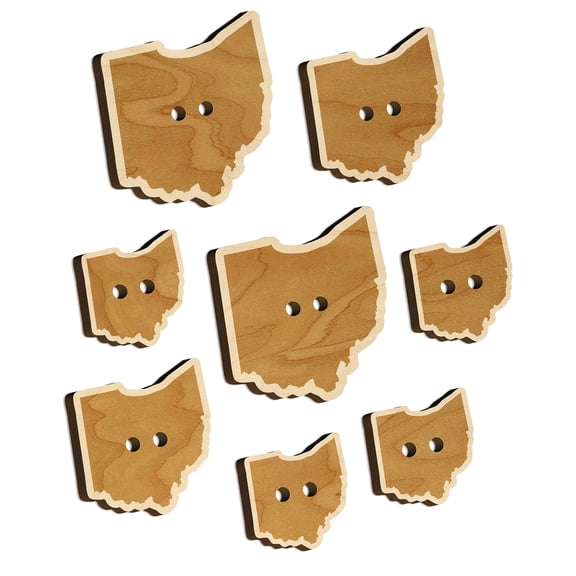 Ohio State Silhouette Wood Buttons for Crochet Knitting Sewing DIY Craft - 1.00 Inch Medium (7pcs)