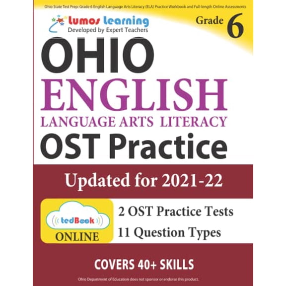 Pre-Owned Ost by Lumos Learning Ohio State Test Prep: Grade 6 English Language Arts Literacy (ELA) Practice Workbook and Full-length Online Assessments:, Book 8, (Paperback)
