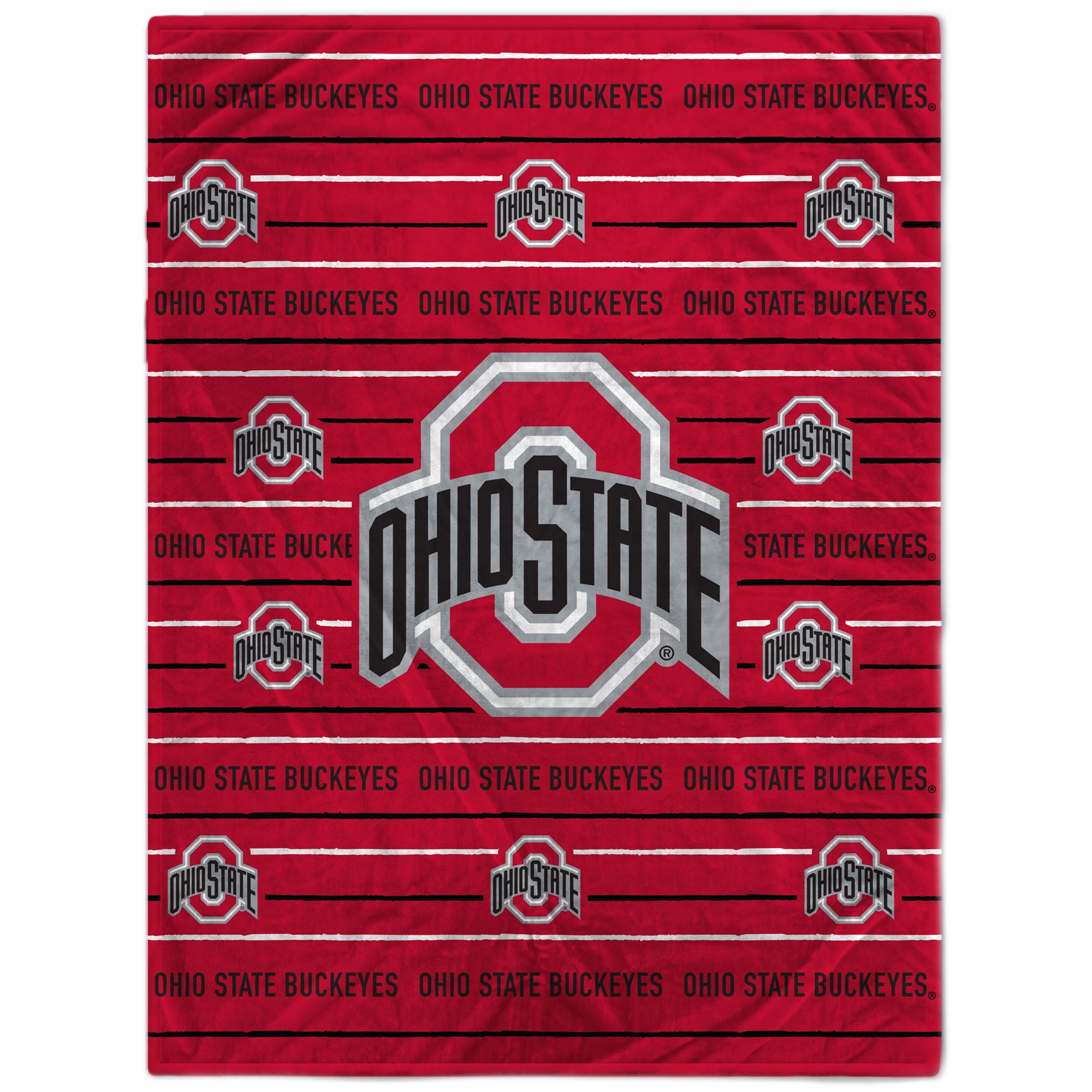 Ohio State University 60'' x 80'' Logo Stripe Flannel Fleece Blanket