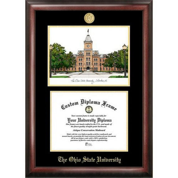 Ohio State University 8.5" x 11" Gold Embossed Diploma Frame with Campus Images Lithograph