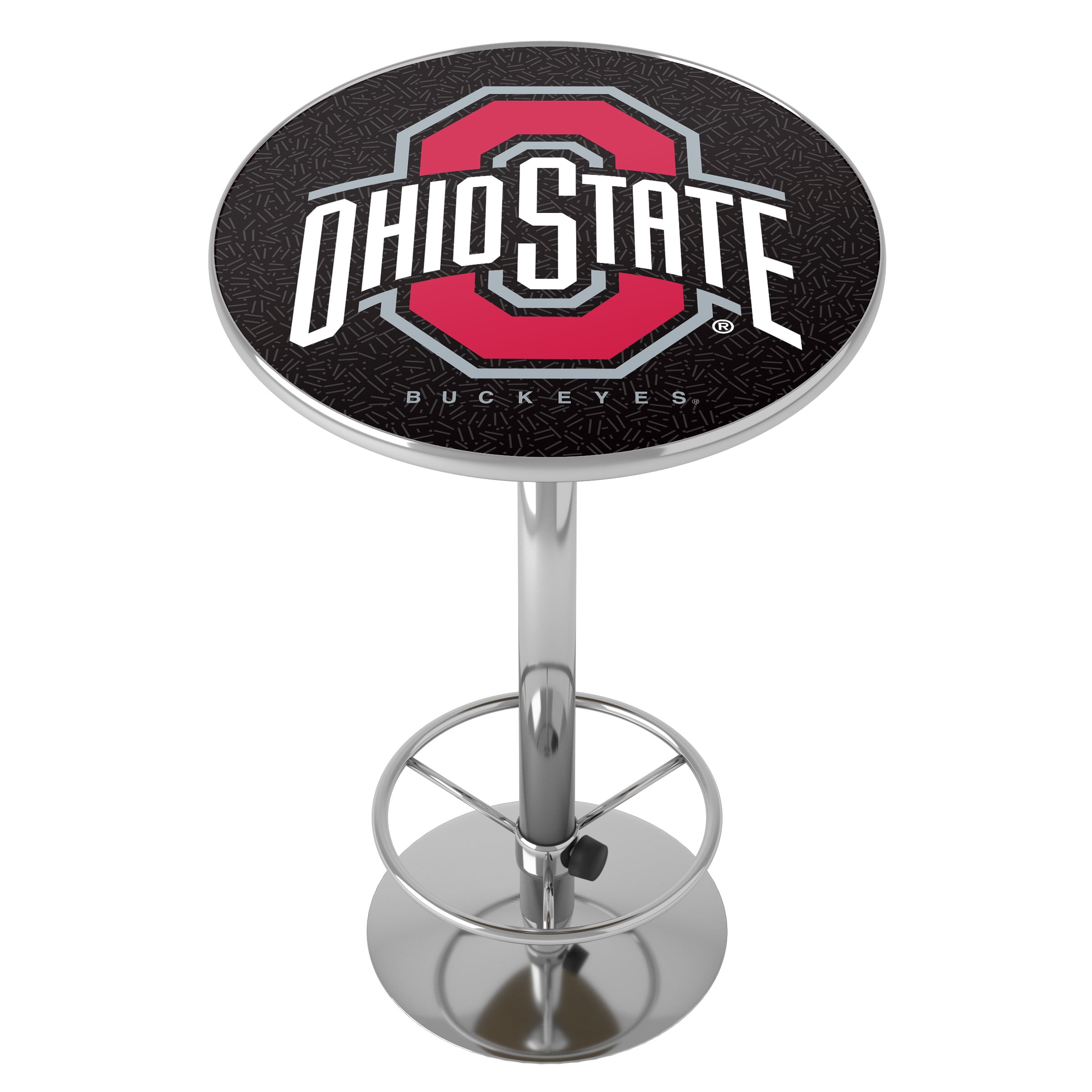 Ohio State University Logo Black Bar Table with Adjustable Footrest and Acrylic Top